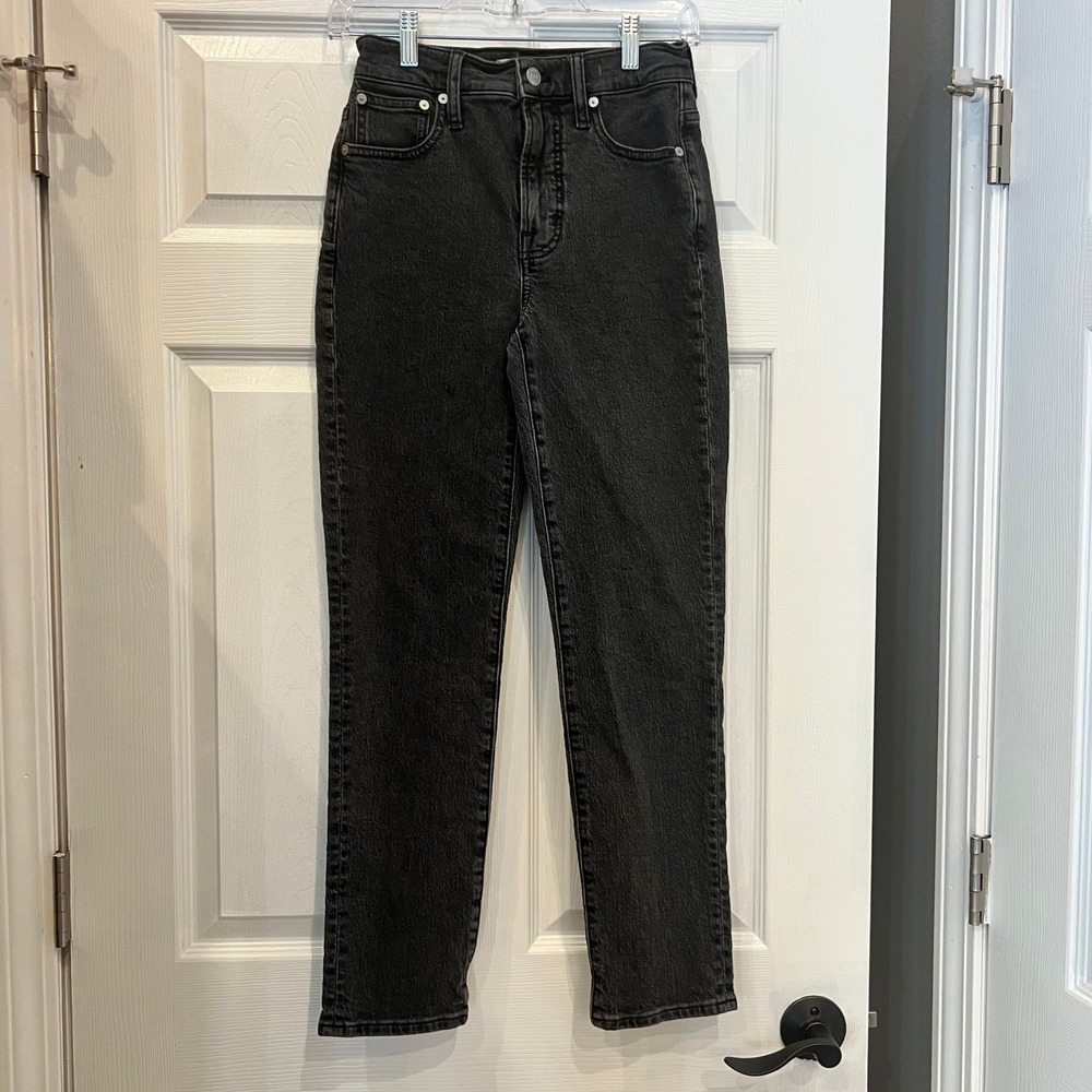 Madewell The Perfect Vintage Jean Cotton Denim Faded Black High Rise Straight 23